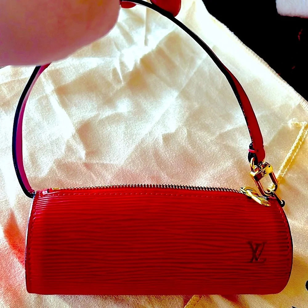 Louis Vuitton Red Epi Leather Cylinder Wristlet